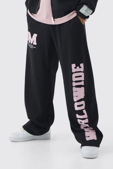 Worldwide Wide Leg Joggingbroek Met Onbewerkte Zoom black