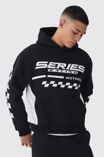 Black Oversized Boxy Moto Series Hoodie