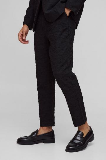 Tapered Fit Jacquard Textured Suit Trouser black