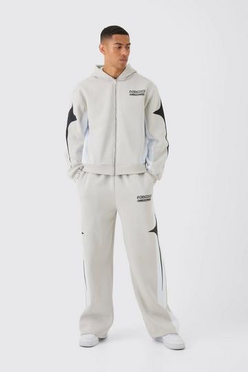 Oversized Boxy Moto Homme Trainingspak Met Sterren Paneel grey