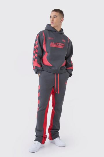 Oversized Boxy Moto Racing Tracksuit charcoal