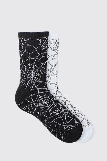 Halloween 2 Pack Spider Web Ribbed Socks multi