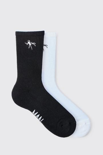 2 Pack Spider Embroidered Socks multi