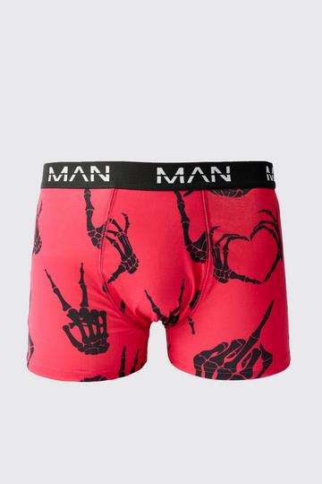 Red Man Skeleton Hand Printed Boxers