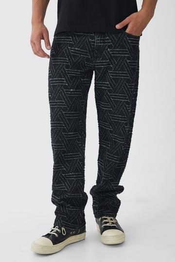 Onbewerkte Versleten Jacquard Baggy Jeans charcoal