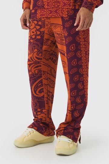 Relaxed Paisley Jacquard Split Hem Jogger orange