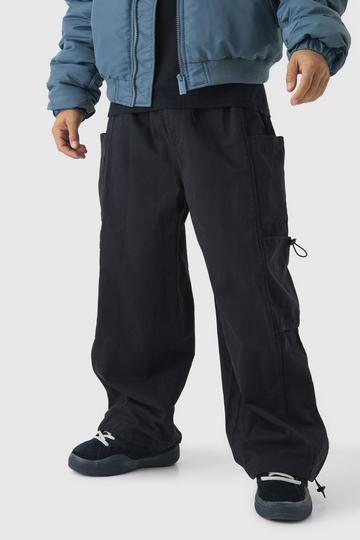 Charcoal Grey Elasticated Waist Parachute Cargo Trousers