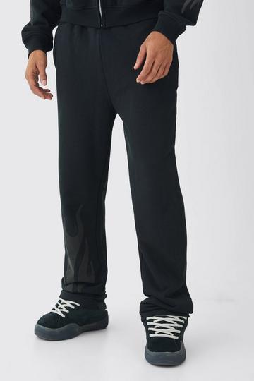 Relaxed Flame Rhinestone Loopback Jogger black