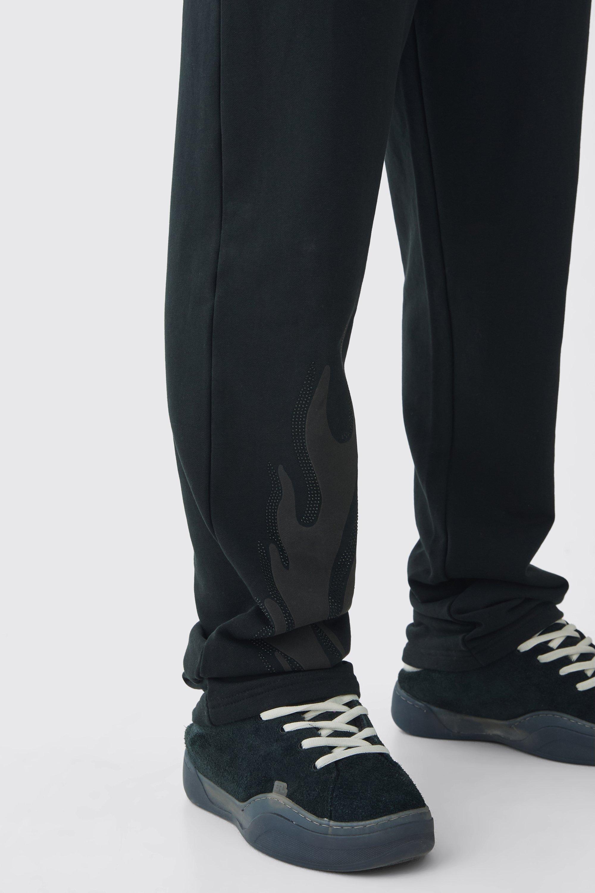 Rhinestone flame sweatpants deals