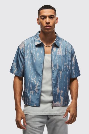 Blue Oversized Abstract Boxy Shirt