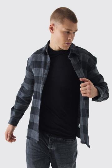 Oversized Checkboard Overshirt black