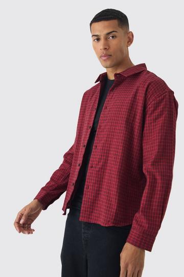 Red Oversized Long Sleeve Check Shirt