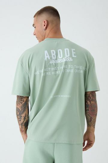 Sage Green Oversized Extended Neck ABODE T-shirt