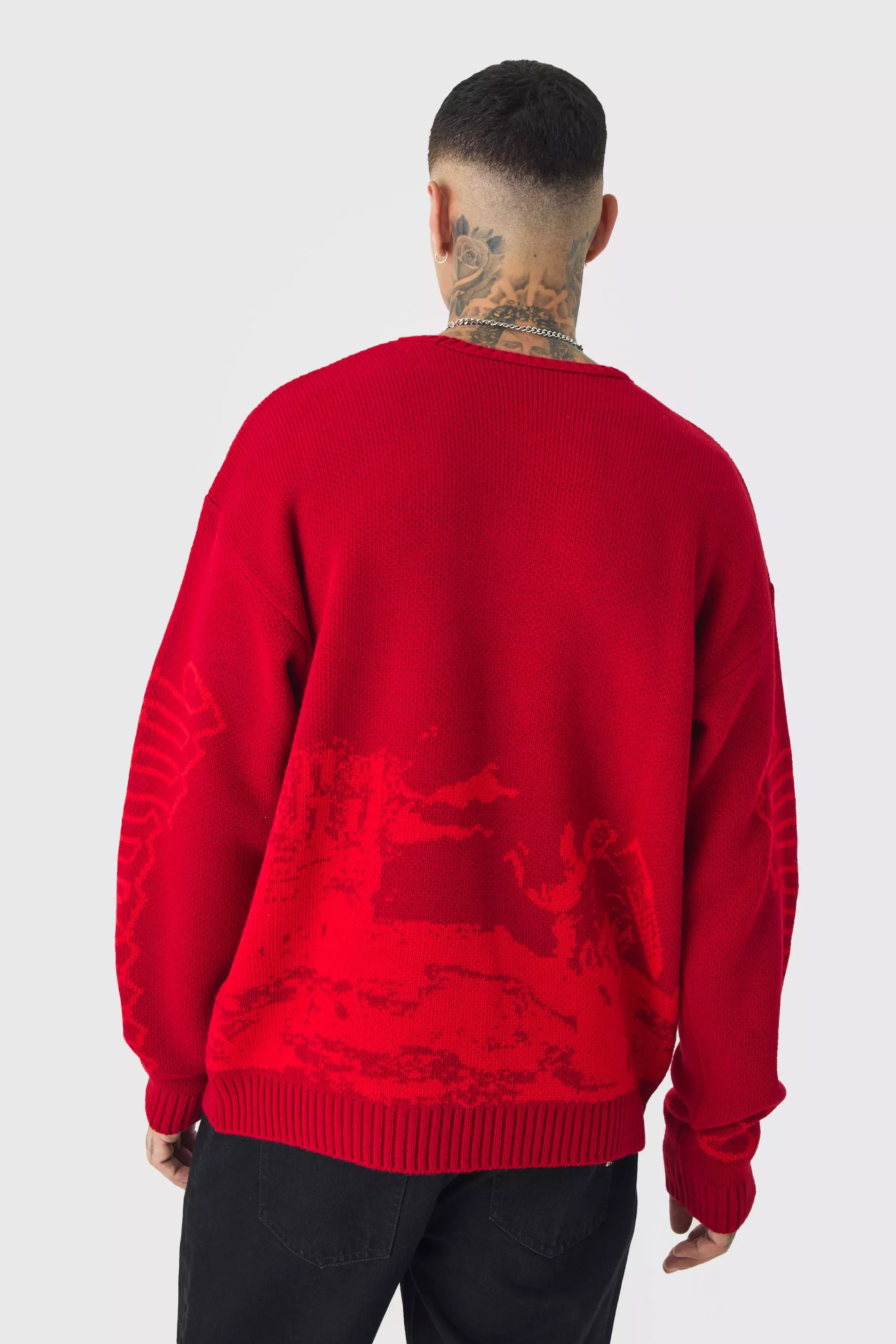 Red Tall Gothic Cross Oversized Knitted Sweat alternative image