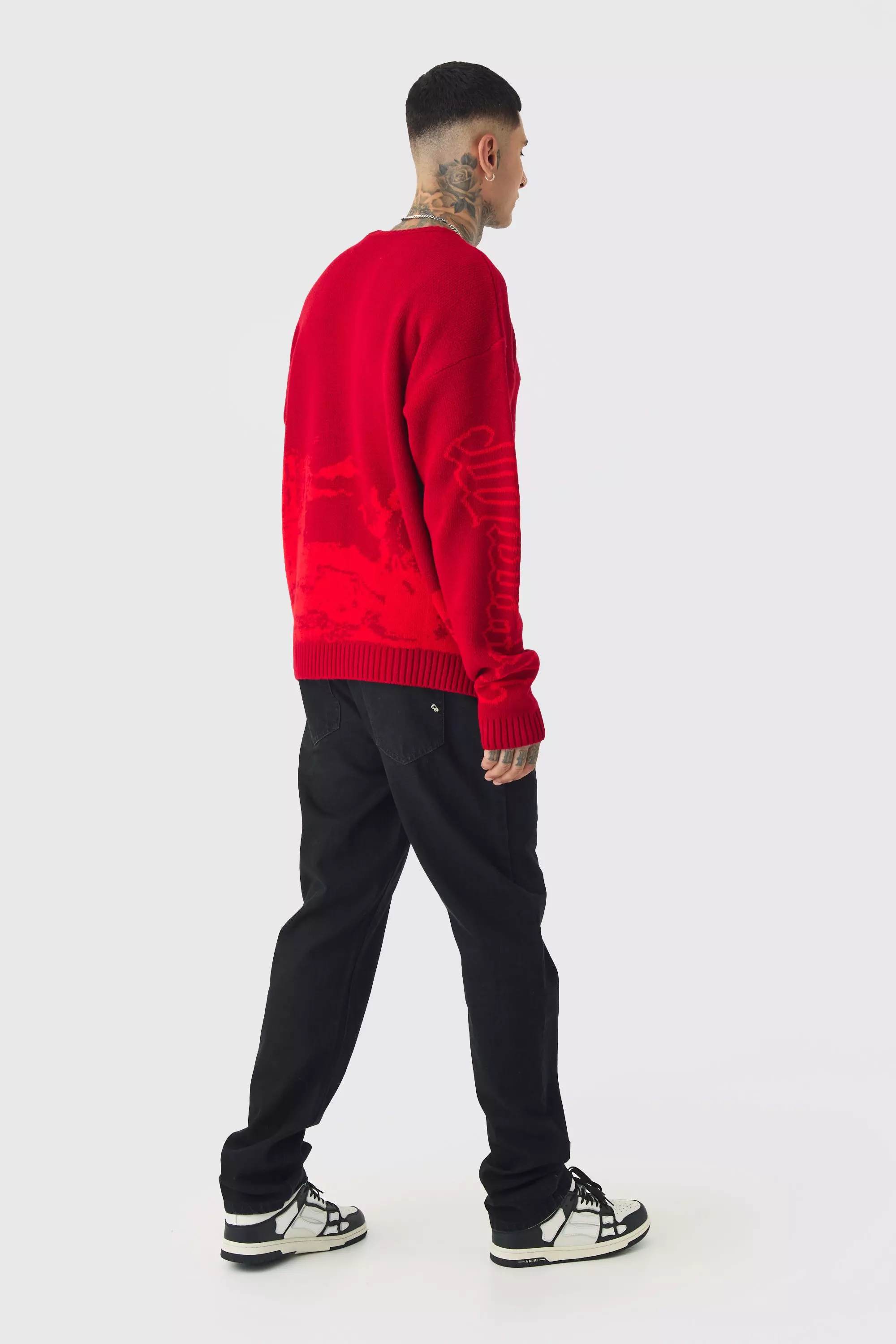 Red Tall Gothic Cross Oversized Knitted Sweat alternative image