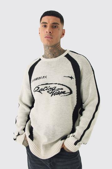 Tall Moto Crew Neck Knitted Jumper In Ecru ecru