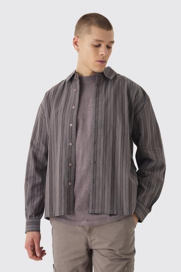 Oversized Long Sleeve Stripe Shirt brown