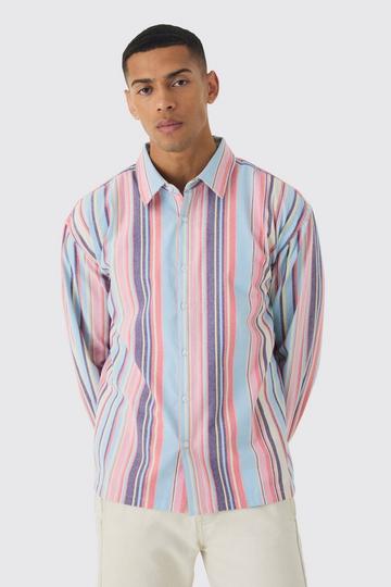 Oversized Long Sleeve Stripe Shirt pink