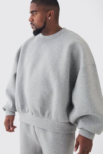 Plus Oversized Mergel Scuba Trui grey marl