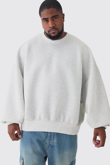 Grey Plus Oversized Marl Scuba Sweat