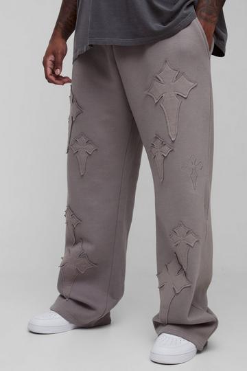 Stone Beige Plus Relaxed Cross Applique Jogger