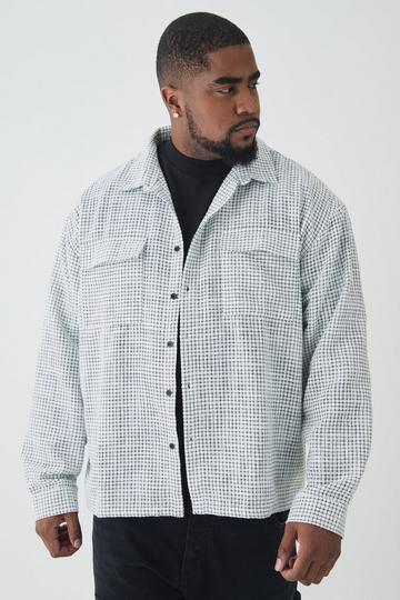 White Plus Heavy Weight Boucle Shacket