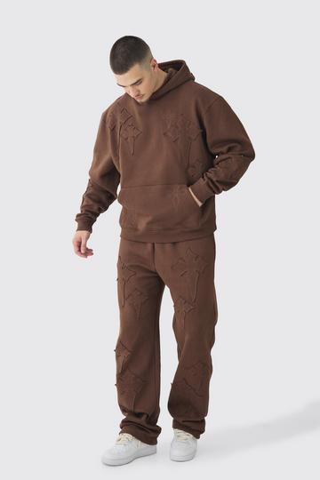 Tall Oversized Boxy Trainingspak Met Gekruiste Bandjes En Baggy Joggingbroek brown