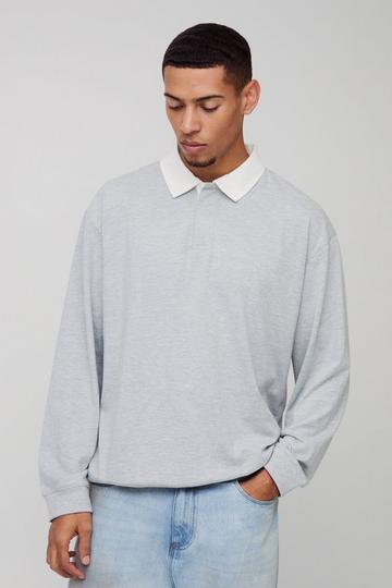 Oversized Rugby Polo Met Lange Mouwen grey marl