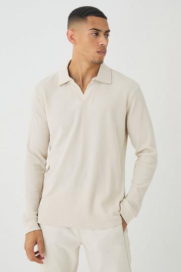 V Neck Long Sleeve Jacquard Polo taupe