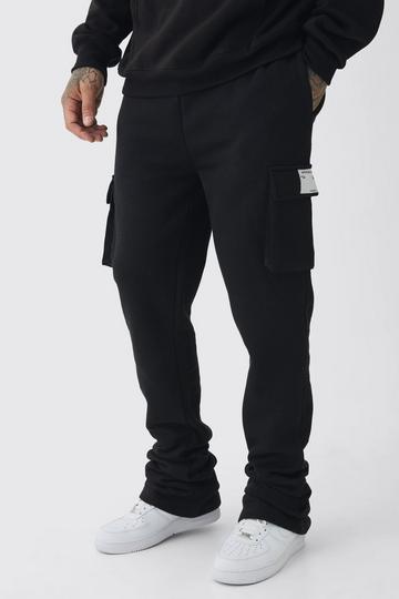 Black Tall Skinny Fit Extreme Stacked Woven Tab Cargo Jogger