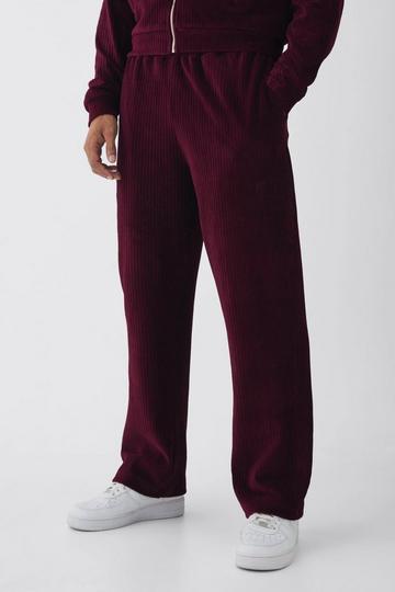 Straight Leg Velour Pleated Sweatpant burgundy