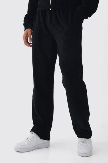 Straight Leg Velour Pleated Sweatpant black