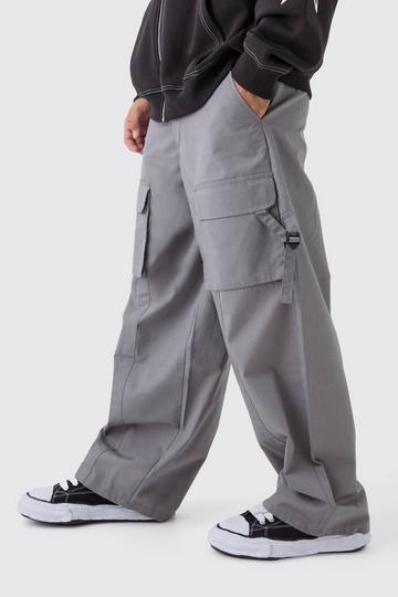 Baggy Fit Ripstop Buckle Detail Cargo Trousers charcoal