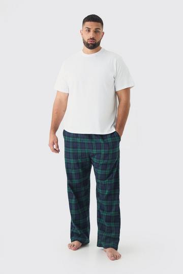 Plus Brushed Check Loungewear Bottom and T-shirt Set in Green green