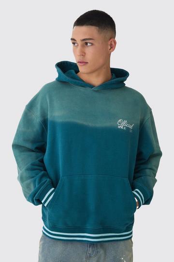 Oversized Dikke Boxy Loopback Hoodie Met Contrasterende Zoom petrol