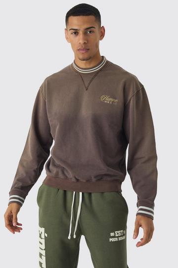 Oversized Boxy Heavy Loopback Ringer Sweatshirt coffee