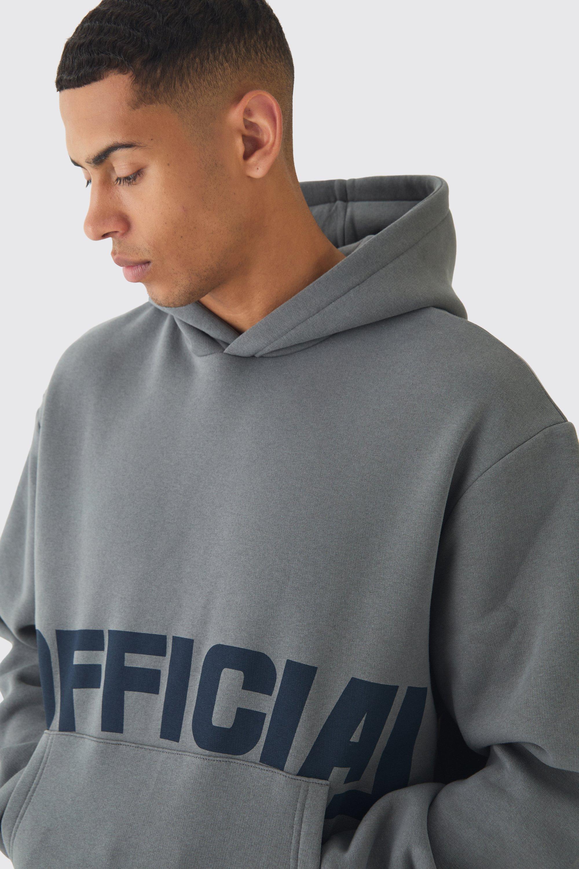 Oversized Boxy Official Graphic Stripe Rib Hoodie