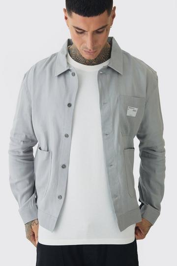 Tall Twill 3 Pocket Overshirt in Grey grey