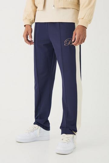 Navy Pique Panel B Embroidered Jogger