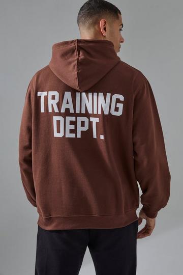 Chocolate Brown Man Active Training Dept Oversized Hoodie