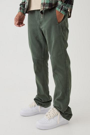 Slim Flared Panelled Jeans khaki