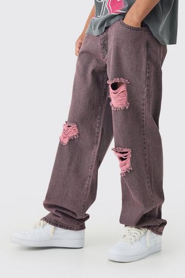 Gescheurde Baggy Paarse Jeans purple