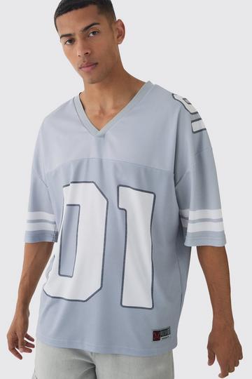 Oversized Varsity Mesh Top grey