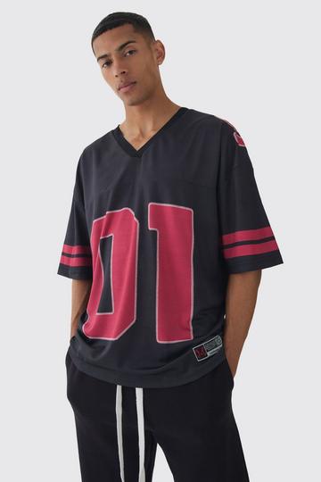 Oversized Varsity Mesh Top black