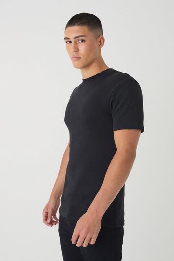 Muscle Fit Ribbed T-shirt black