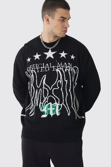 Black Tall Star Graphic Crew Neck Jumper