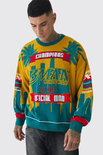 Tall Moto Graphic Knitted Sweatshirt teal