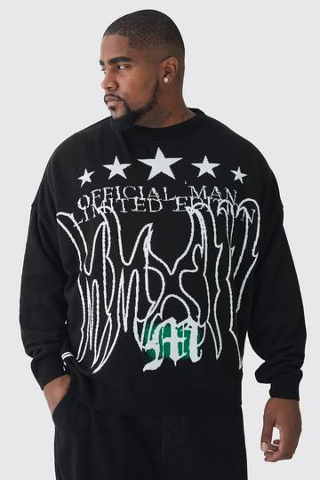 Plus Sterren Trui Met Crewneck En Print black