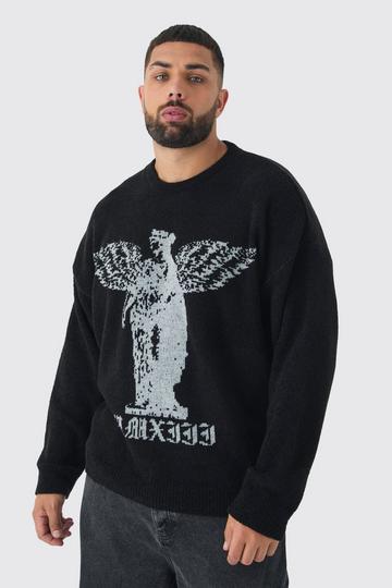 Black Plus Boucle Knit Renaissance Crew Neck Jumper