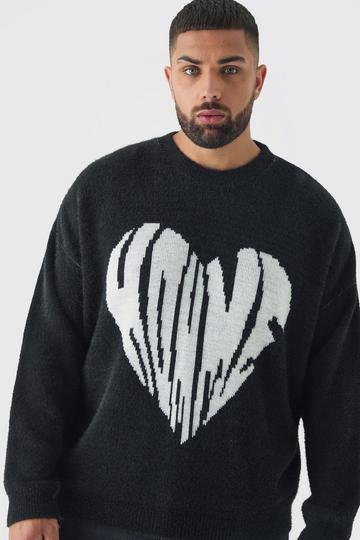 Black Plus Homme Oversized Fluffy Knitted Sweater